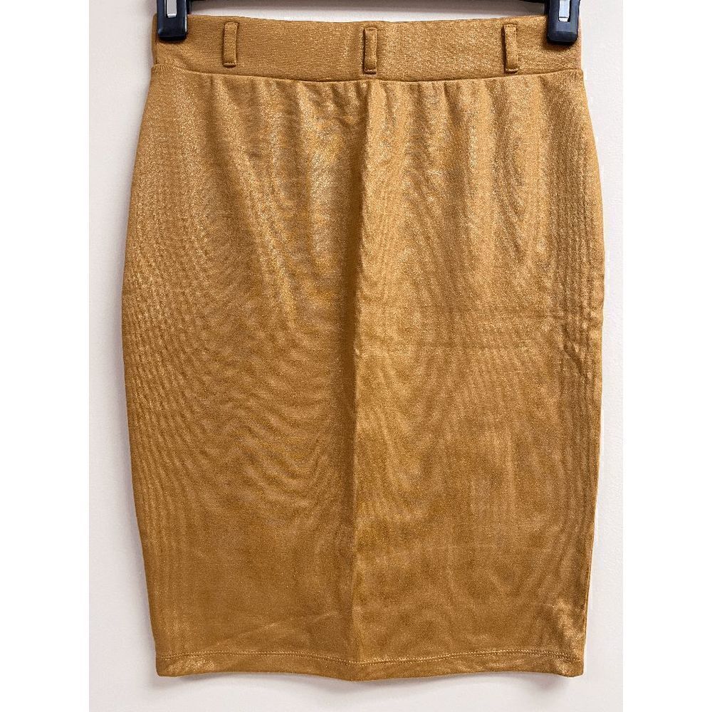 Iris Los Angeles Womens Pull on High Rise Pencil Skirt Brown Sz M